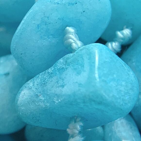 Hand-Knotted Multi-Strand Aqua Color Amazonite Bib Necklace w/ Toggle Clasp 19” - Picture 16 of 16